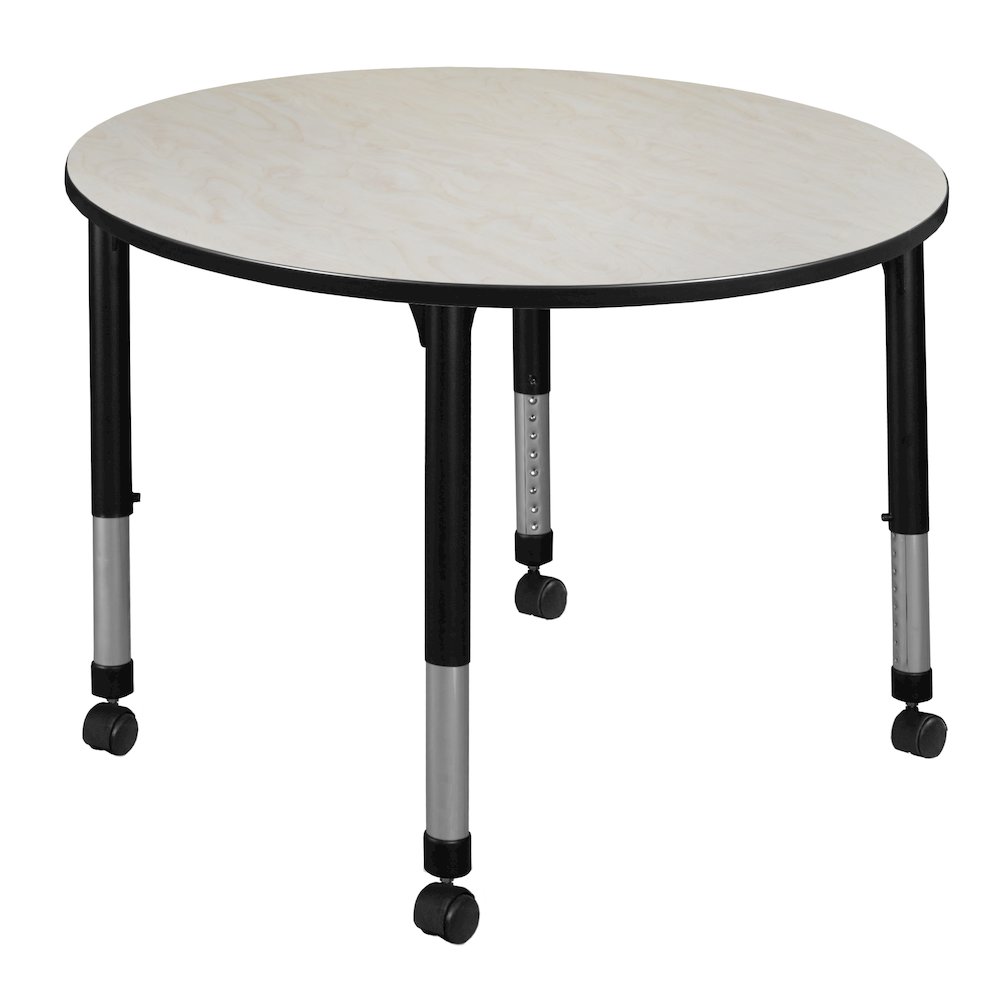 48 in. Round Height Adjustable Mobile Classroom Activity Table- Maple. Picture 1