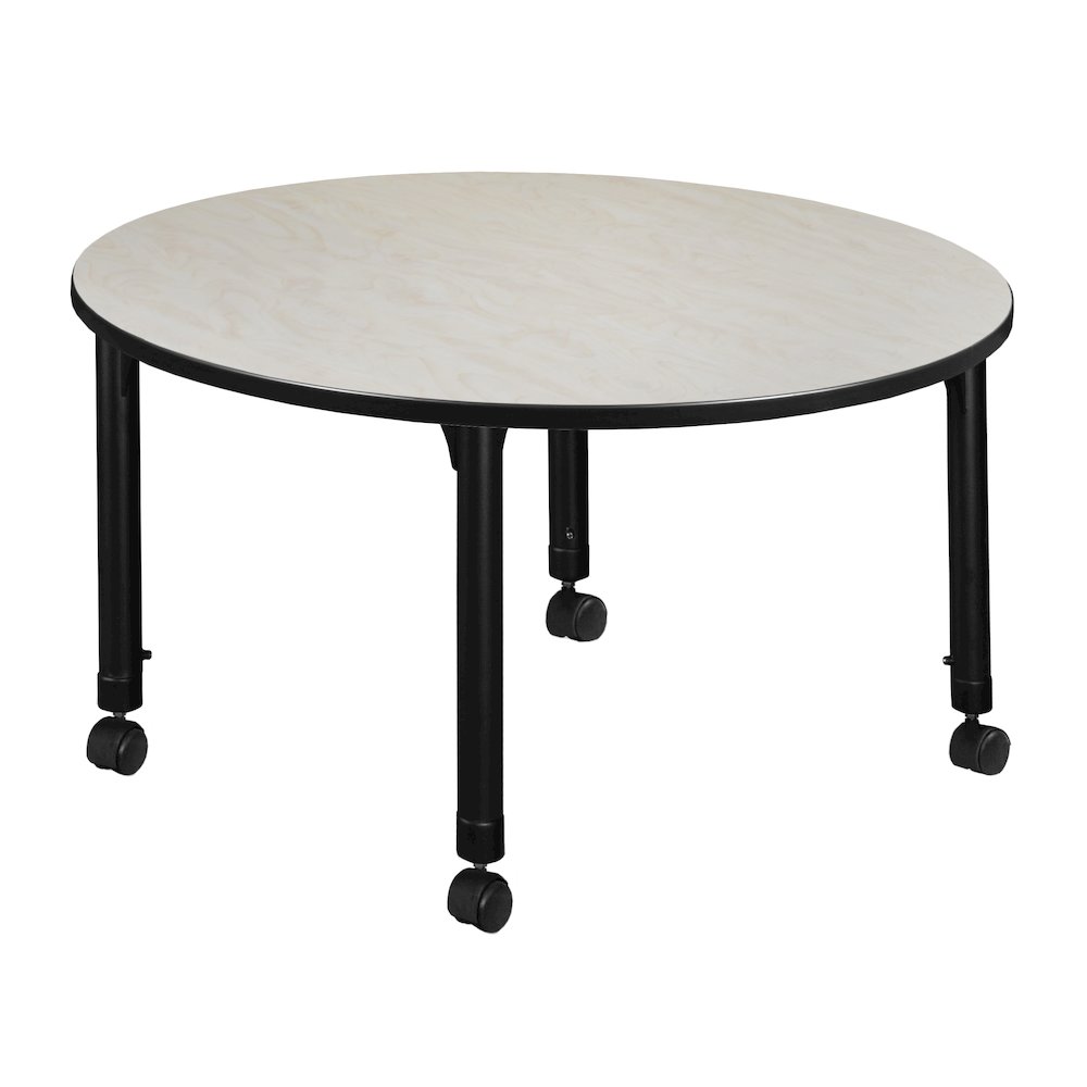 48 in. Round Height Adjustable Mobile Classroom Activity Table- Maple. Picture 2