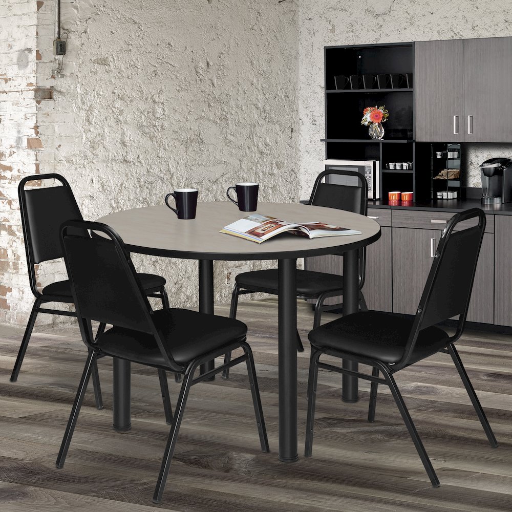 48 in. Large Round Breakroom Table- Maple Top, Black Legs. Picture 2