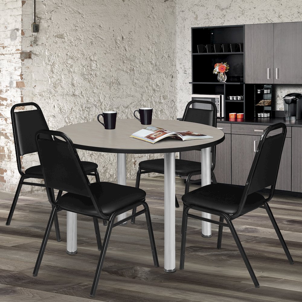 48 in. Large Round Breakroom Table- Maple Top, Chrome Legs. Picture 2