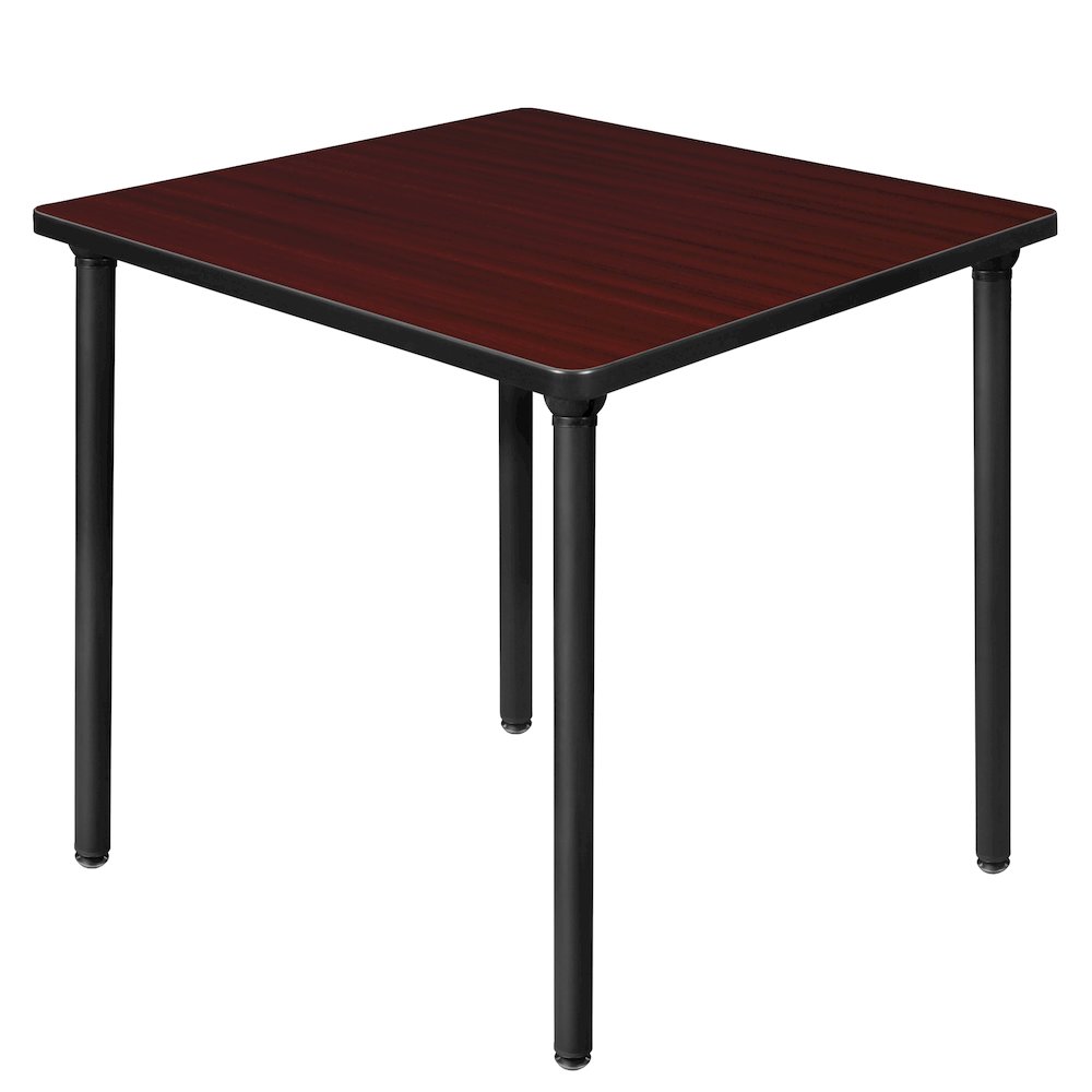 30 in. Small Square Breakroom Table- Mahogany Top, Black Folding Legs. Picture 1