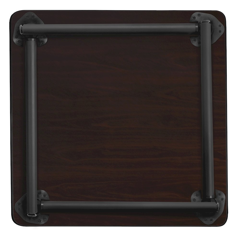 30 in. Small Square Breakroom Table- Mahogany Top, Black Folding Legs. Picture 2