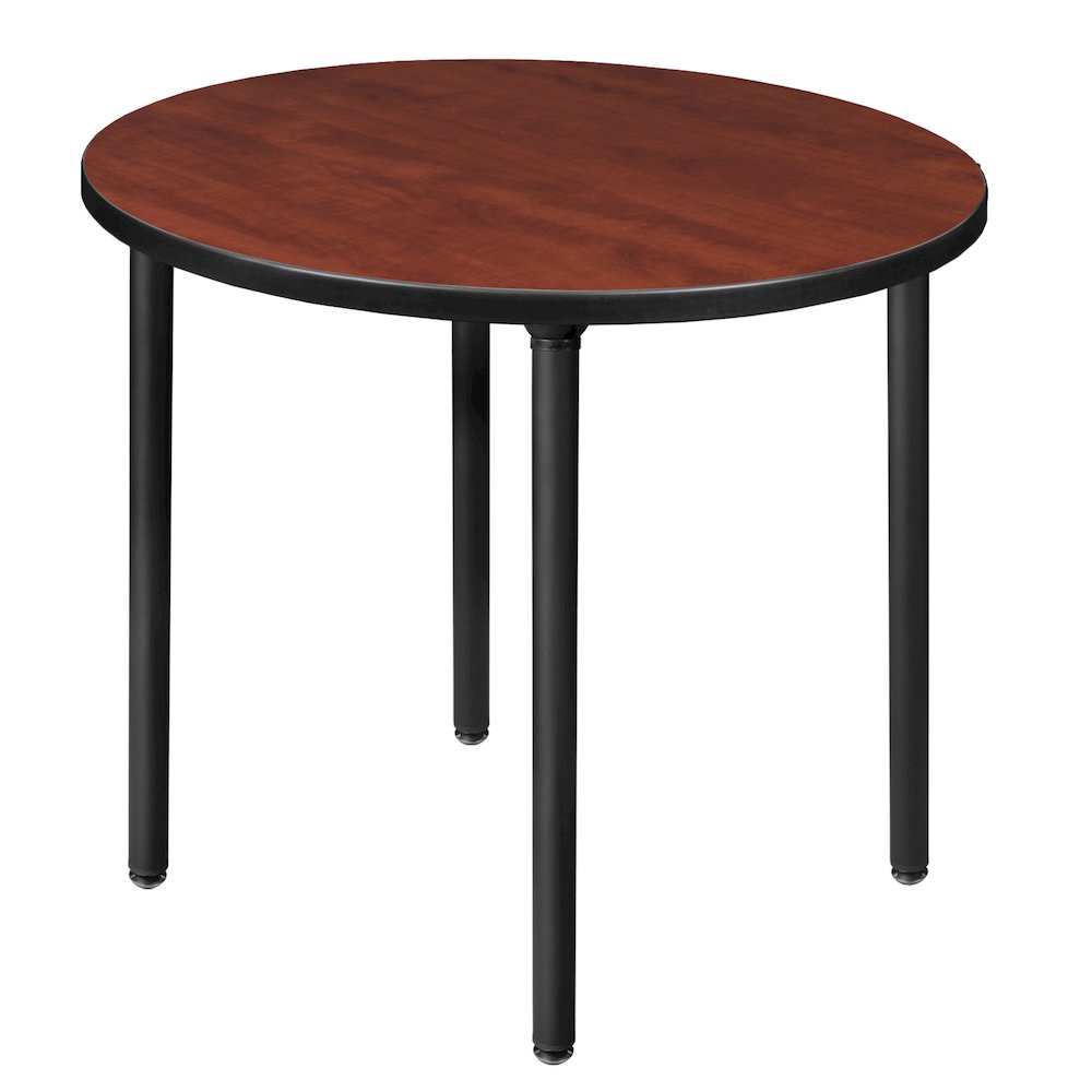 30 in. Small Round Breakroom Table- Cherry Top, Black Folding Legs. Picture 1