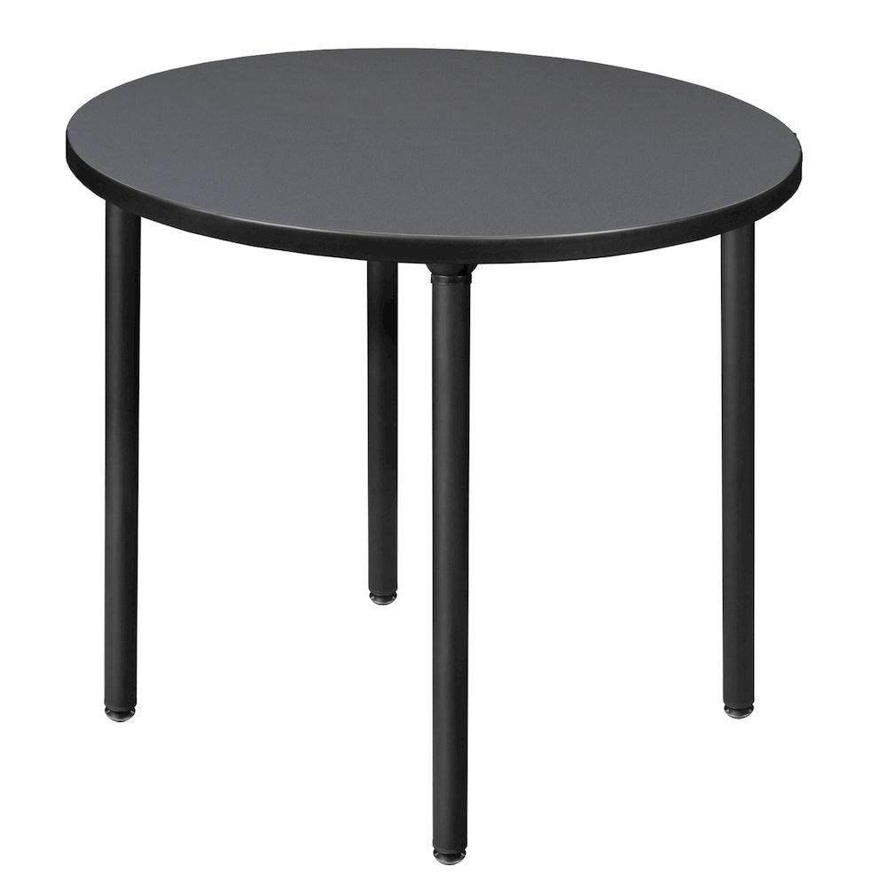 30 in. Small Round Breakroom Table- Grey Top, Black Folding Legs. Picture 1