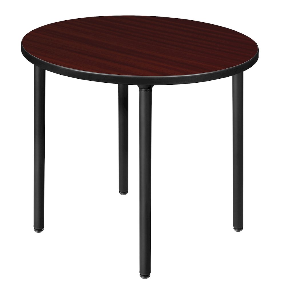 30 in. Small Round Breakroom Table- Mahogany Top, Black Folding Legs. Picture 1