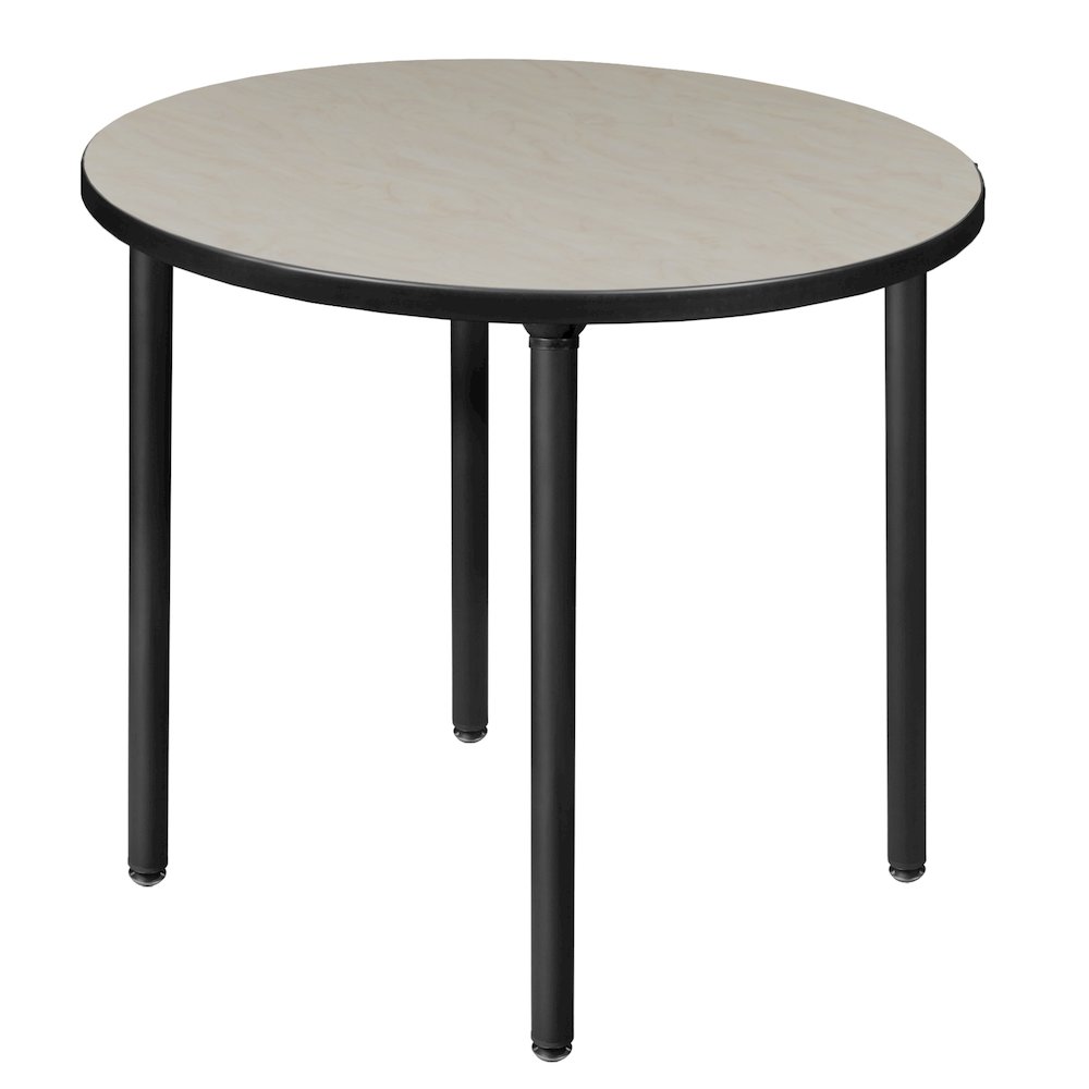 30 in. Small Round Breakroom Table- Maple Top, Black Folding Legs. Picture 1