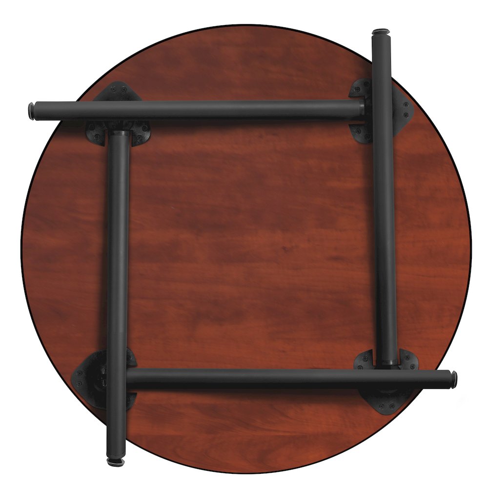 30 in. Small Round Breakroom Table- Maple Top, Black Folding Legs. Picture 2