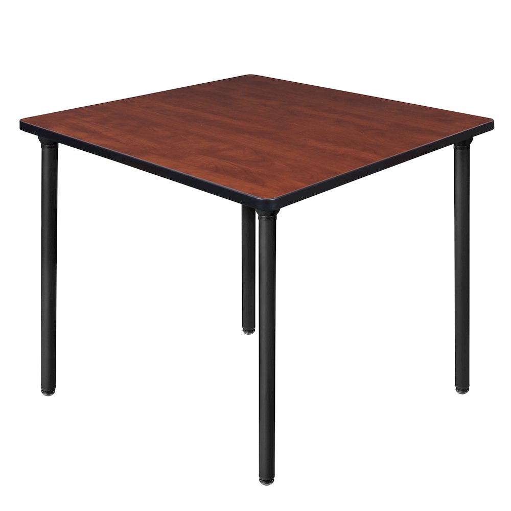 36 in. Medium Square Breakroom Table- Cherry Top, Black Folding Legs. Picture 1