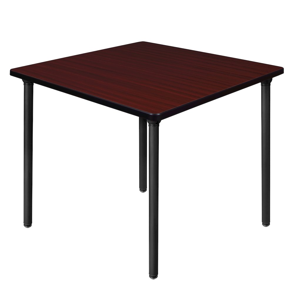 36 in. Medium Square Breakroom Table- Mahogany Top, Black Folding Legs. Picture 1
