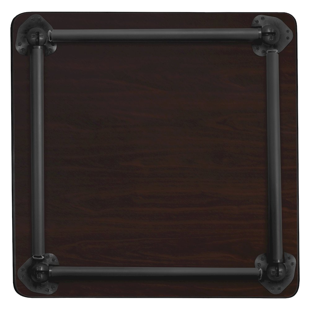 36 in. Medium Square Breakroom Table- Mahogany Top, Black Folding Legs. Picture 2