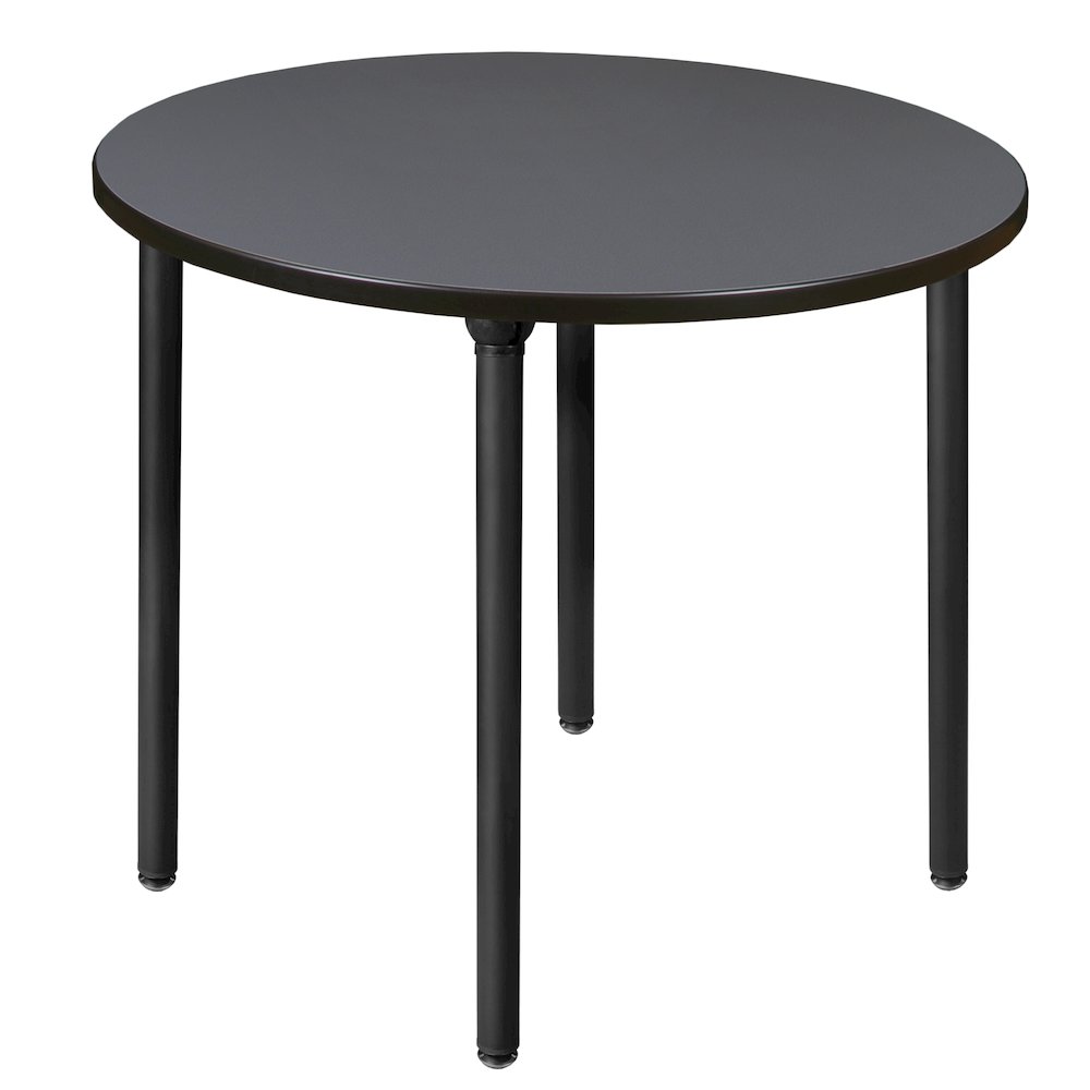 36 in. Medium Round Breakroom Table- Grey Top, Black Folding Legs. Picture 1