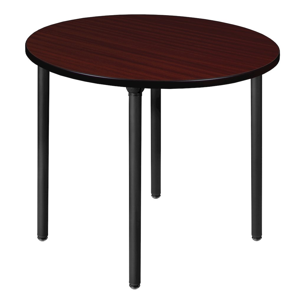 36 in. Medium Round Breakroom Table- Mahogany Top, Black Folding Legs. Picture 1