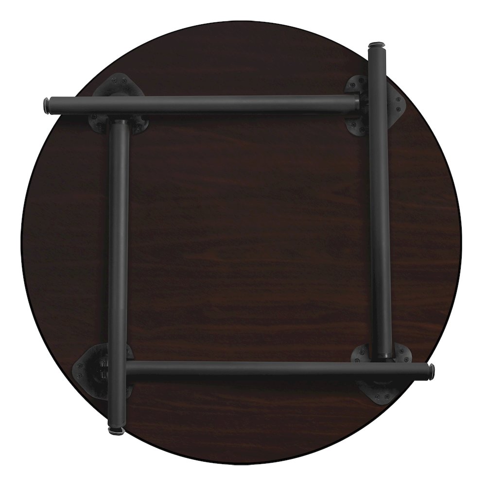 36 in. Medium Round Breakroom Table- Mahogany Top, Black Folding Legs. Picture 2