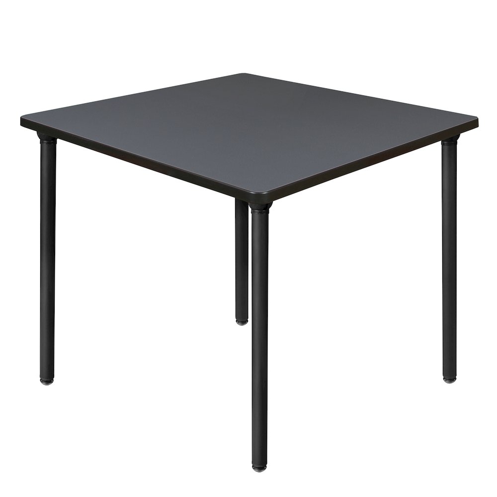 42 in. Medium Square Breakroom Table- Grey Top, Black Folding Legs. Picture 1