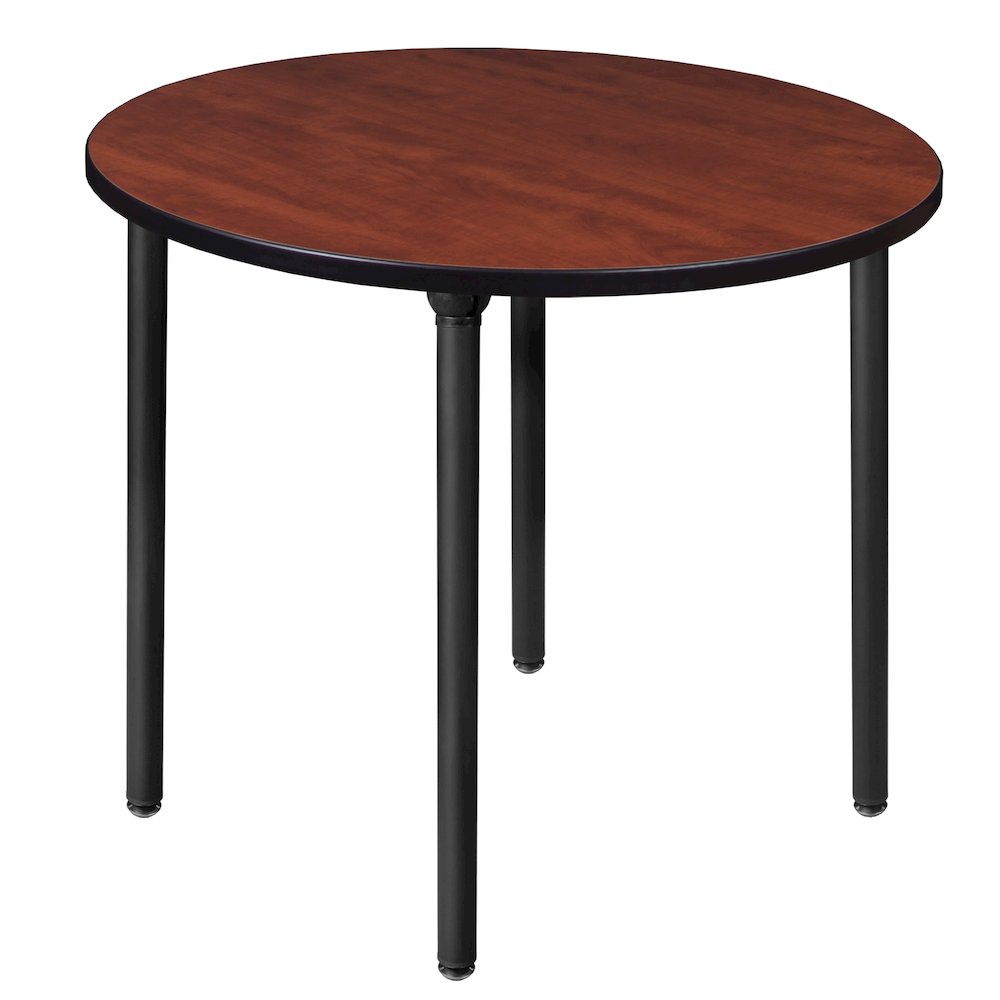 42 in. Medium Round Breakroom Table- Cherry Top, Black Folding Legs. Picture 1