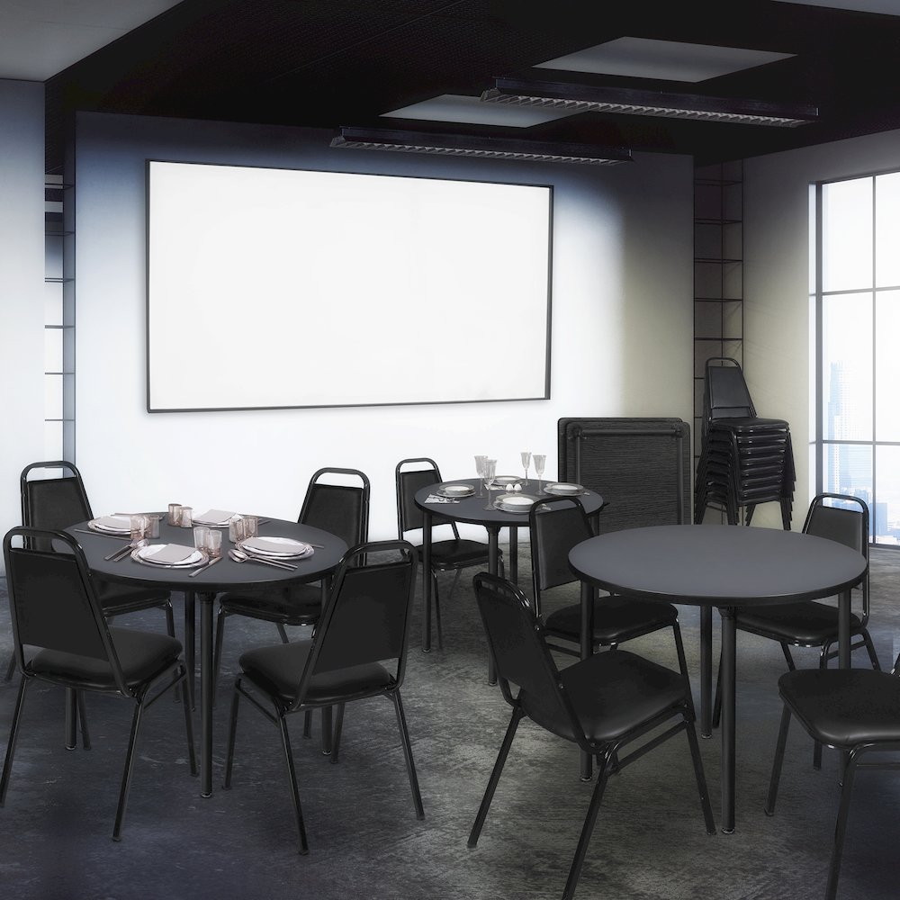 42 in. Medium Round Breakroom Table- Grey Top, Black Folding Legs. Picture 5