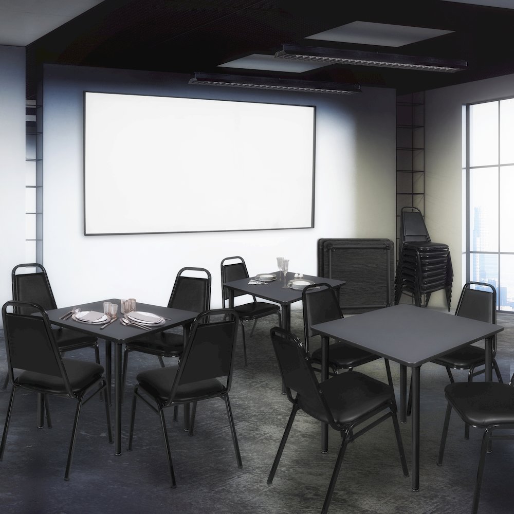 48 in. Large Square Breakroom Table- Grey Top, Black Folding Legs. Picture 6