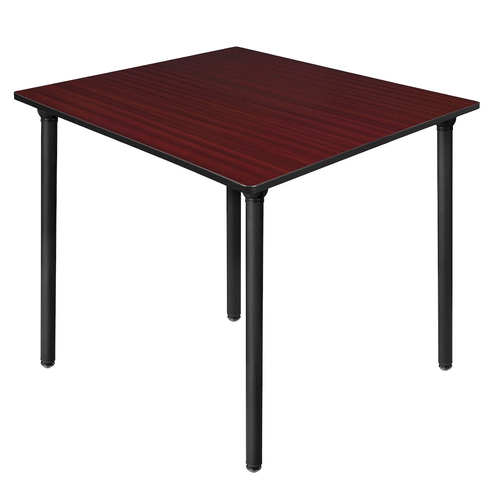 48 in. Large Square Breakroom Table- Mahogany Top, Black Folding Legs. Picture 1