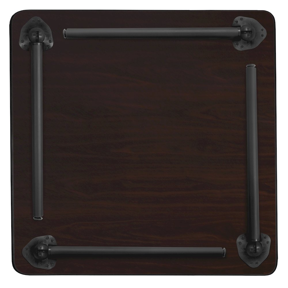 48 in. Large Square Breakroom Table- Mahogany Top, Black Folding Legs. Picture 2