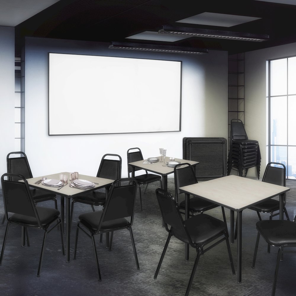 48 in. Large Square Breakroom Table- Maple Top, Black Folding Legs. Picture 6