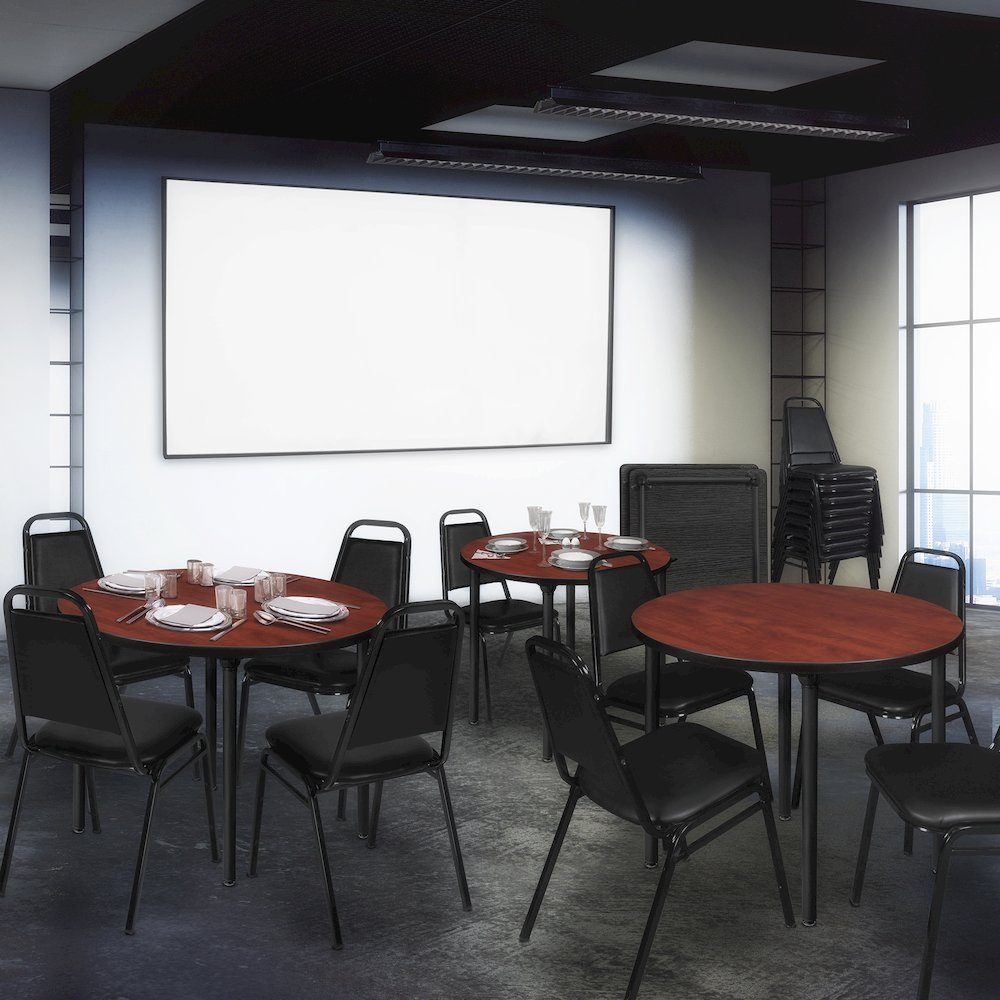 48 in. Large Round Breakroom Table- Cherry Top, Black Folding Legs. Picture 5