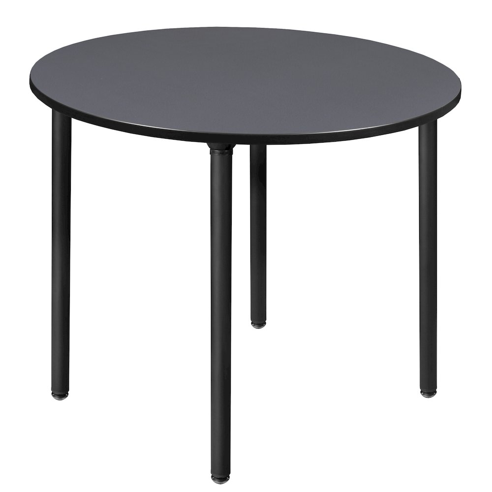 48 in. Large Round Breakroom Table- Grey Top, Black Folding Legs. Picture 1