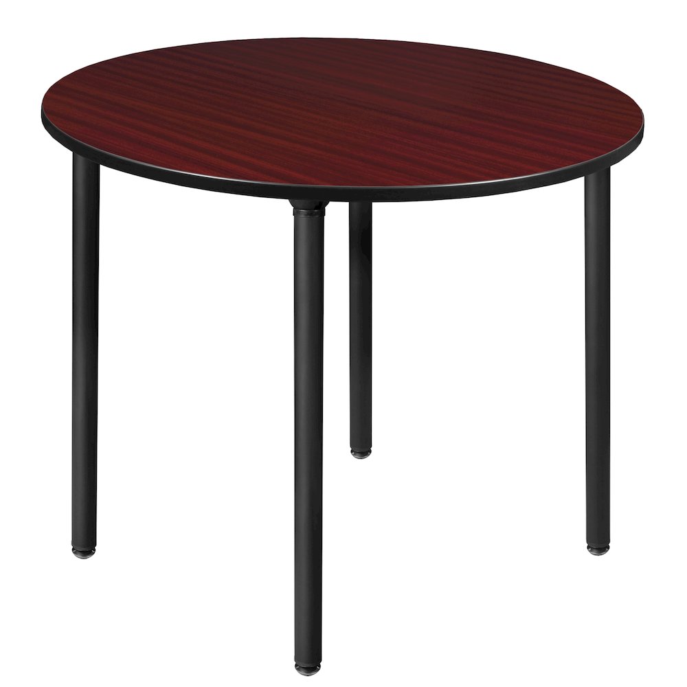 48 in. Large Round Breakroom Table- Mahogany Top, Black Folding Legs. Picture 1