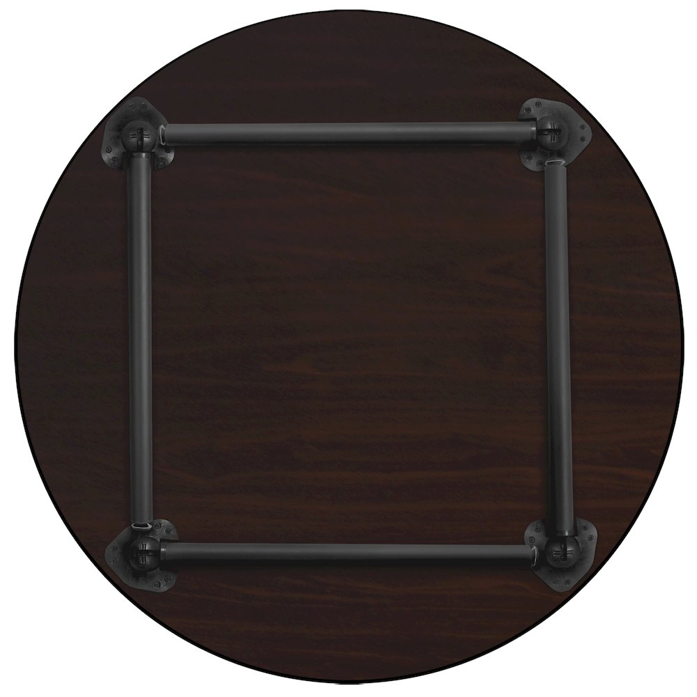 48 in. Large Round Breakroom Table- Mahogany Top, Black Folding Legs. Picture 2