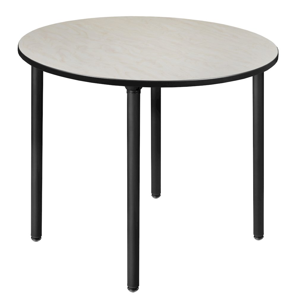 48 in. Large Round Breakroom Table- Maple Top, Black Folding Legs. Picture 1