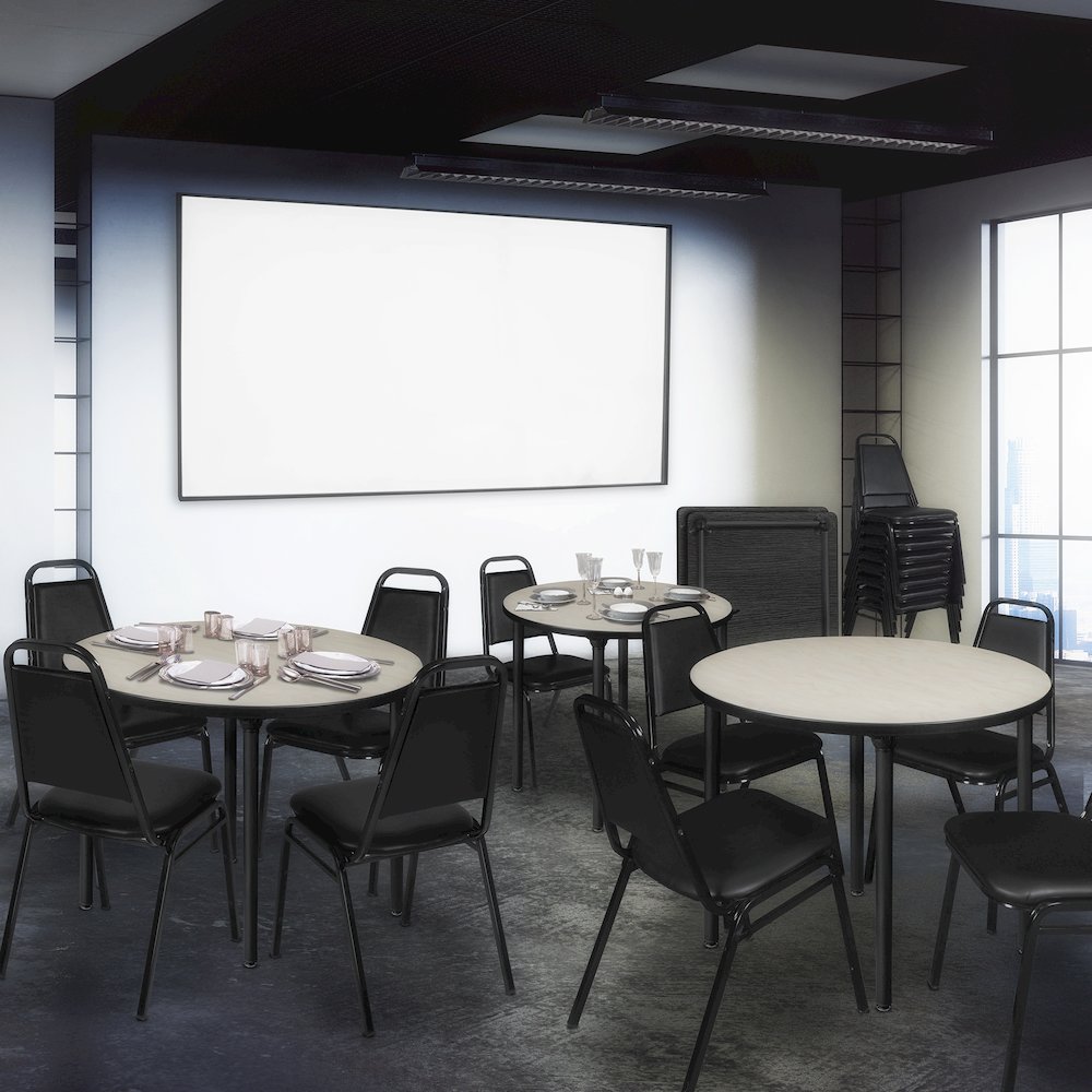 48 in. Large Round Breakroom Table- Maple Top, Black Folding Legs. Picture 5