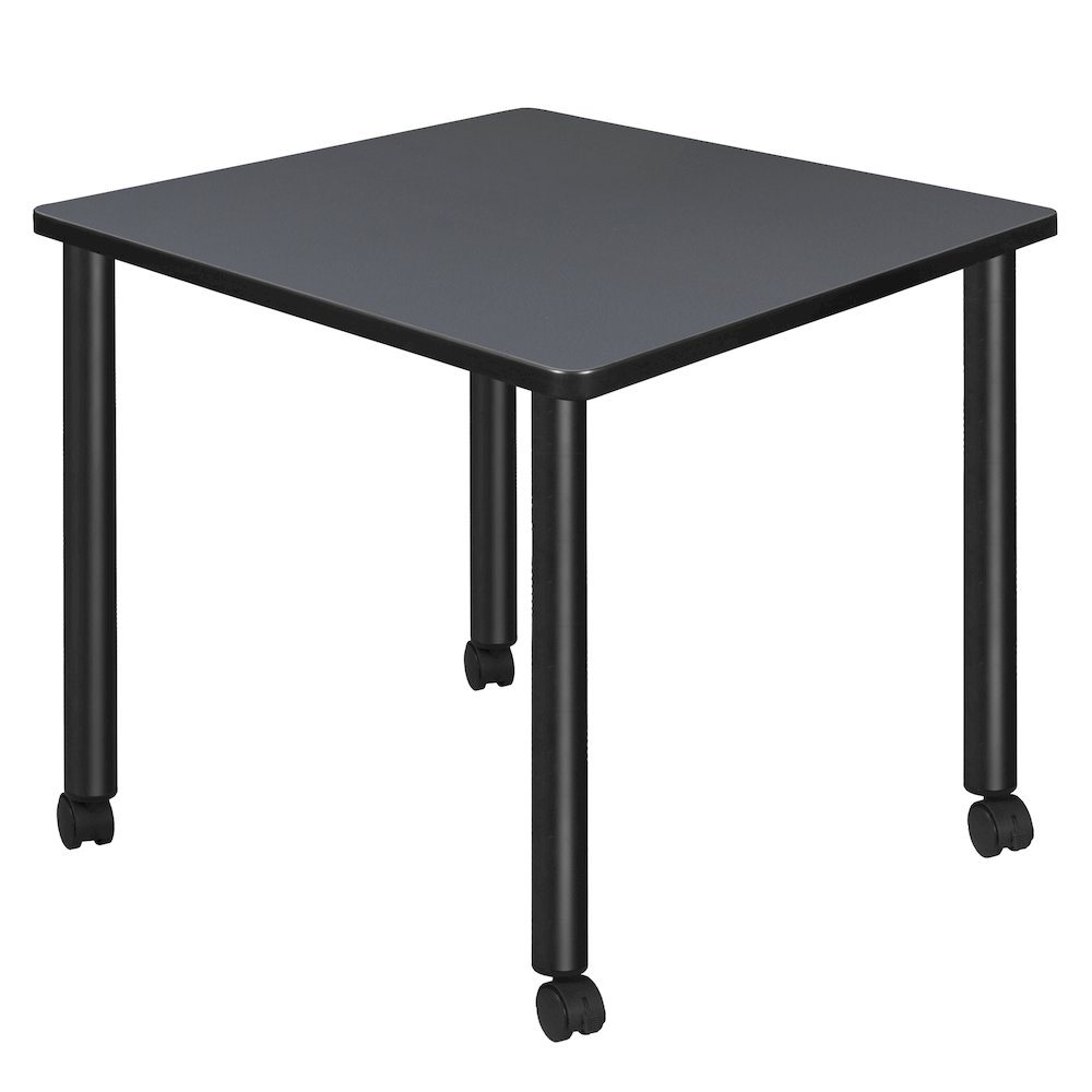 Small 30 in. Square Breakroom Table- Grey Top, Black Mobile Legs. Picture 1