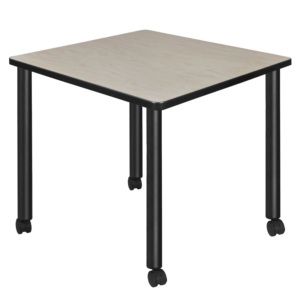 Small 30 in. Square Breakroom Table- Maple Top, Black Mobile Legs. Picture 1