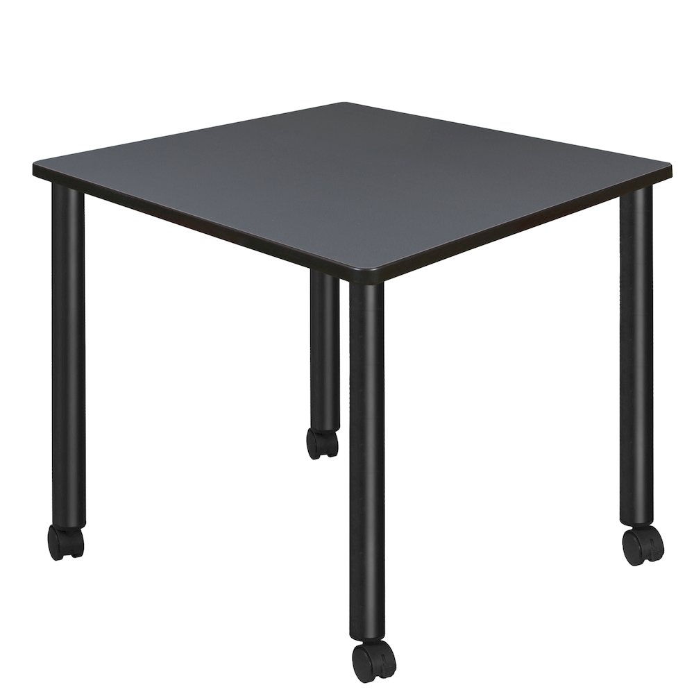 Medium 36 in. Square Breakroom Table- Grey Top, Black Mobile Legs. Picture 1