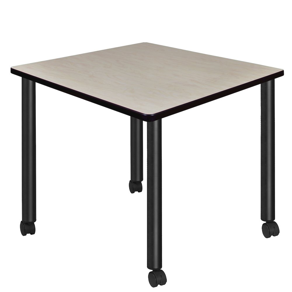 Medium 42 in. Square Breakroom Table- Maple Top, Black Mobile Legs. Picture 1