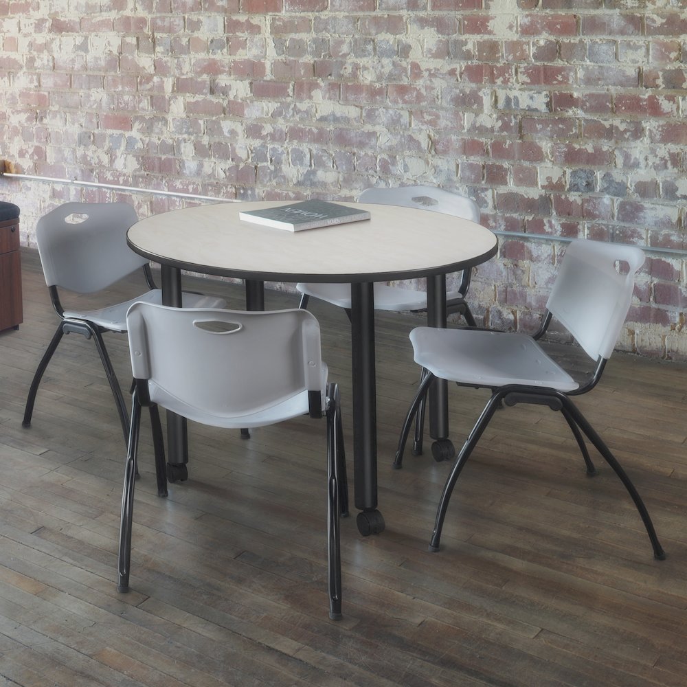 Medium 42 in. Round Breakroom Table- Maple Top, Black Mobile Legs. Picture 4