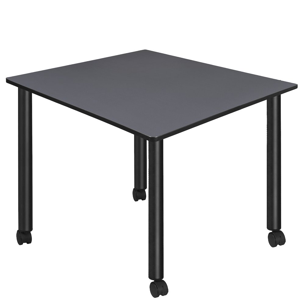 Large 48 in. Square Breakroom Table- Grey Top, Black Mobile Legs. Picture 1
