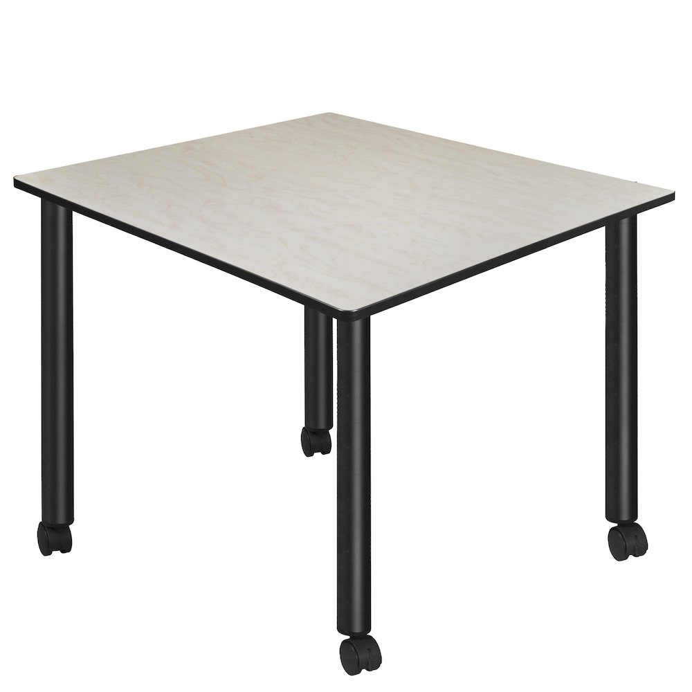 Large 48 in. Square Breakroom Table- Maple Top, Black Mobile Legs. Picture 1