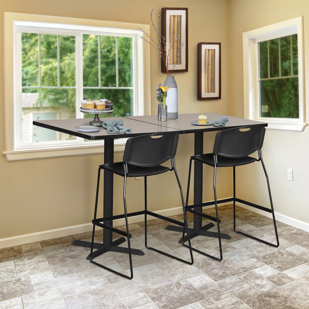 Small 30 in. Square X-Base Cafe Table- Maple. Picture 5