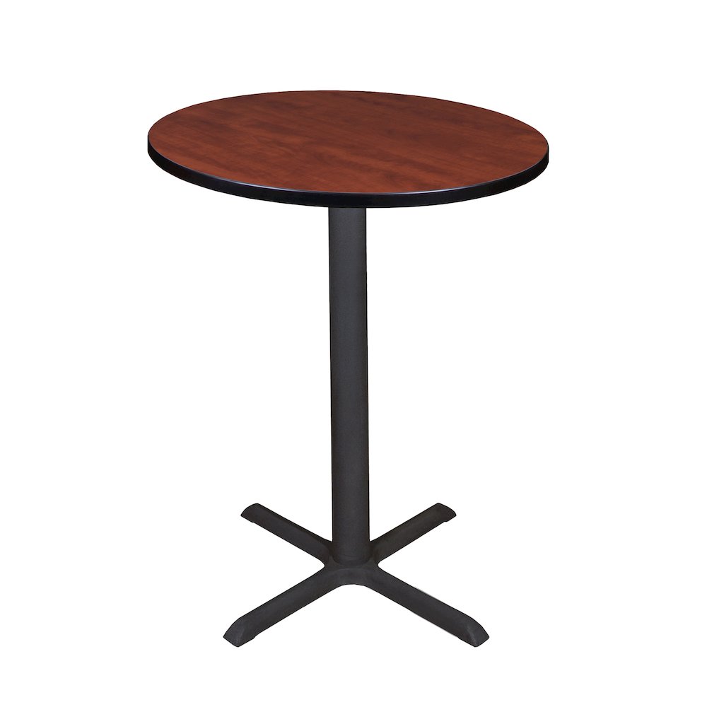Small 30 in. Round X-Base Cafe Table- Cherry. Picture 1