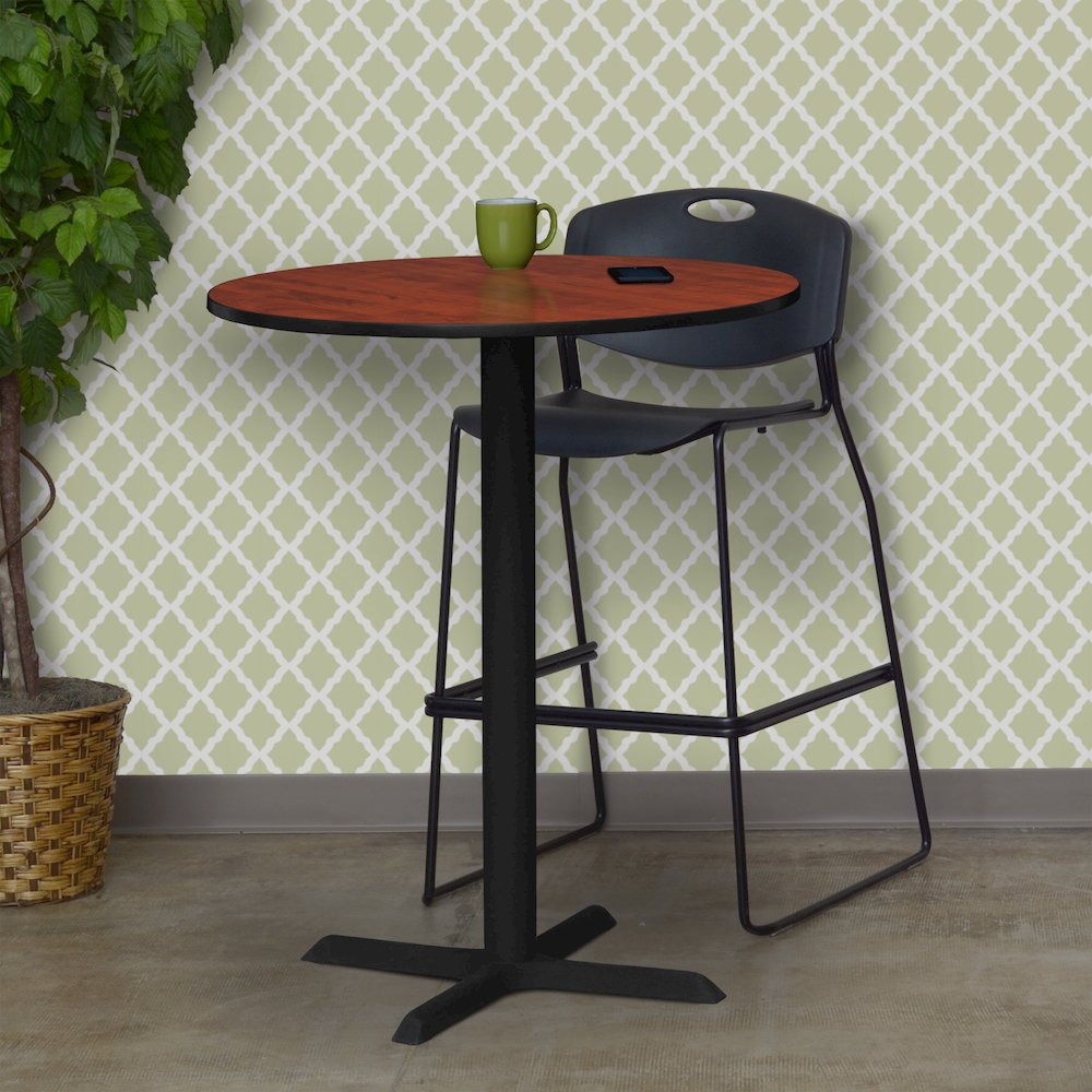 Small 30 in. Round X-Base Cafe Table- Cherry. Picture 4