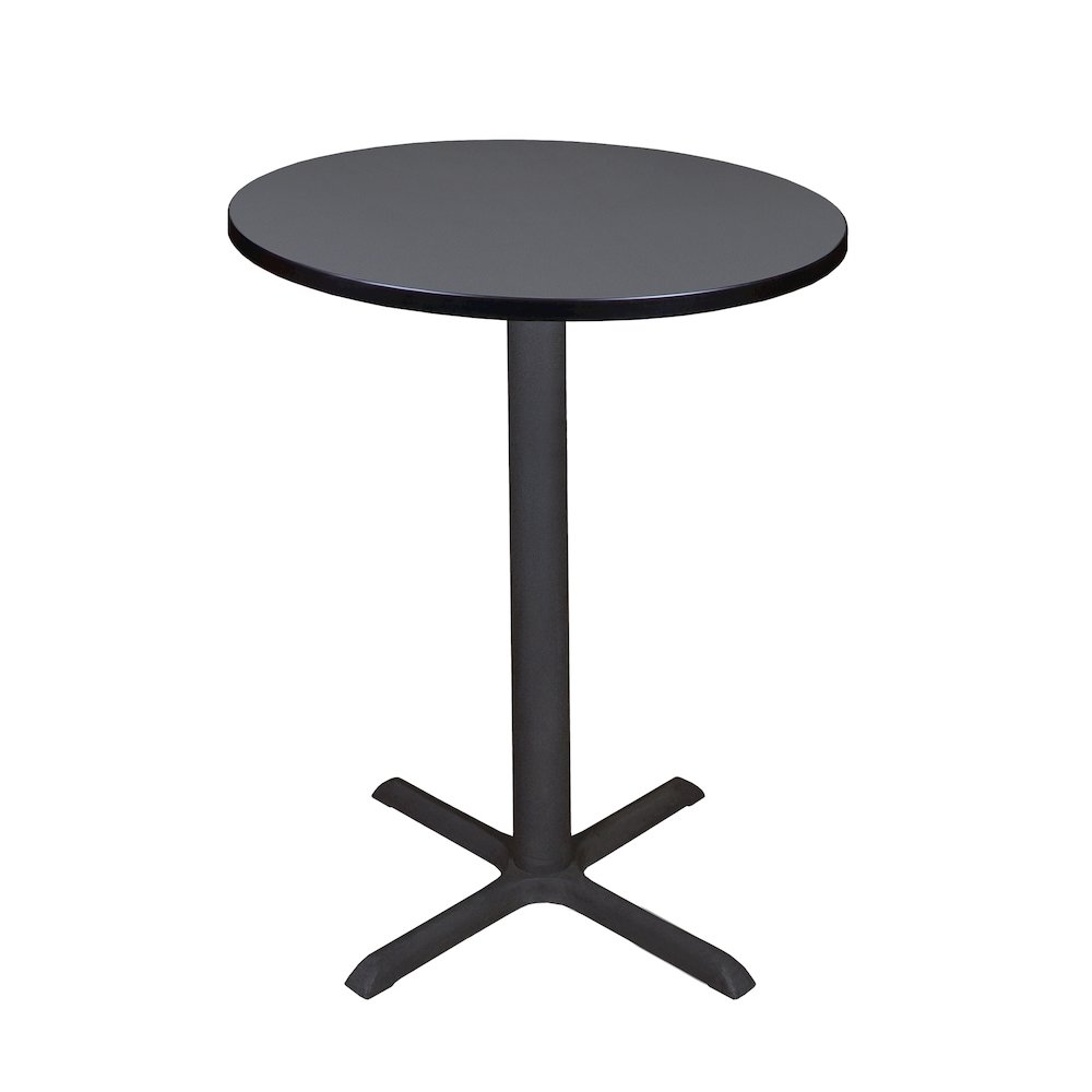 Small 30 in. Round X-Base Cafe Table- Grey. Picture 1