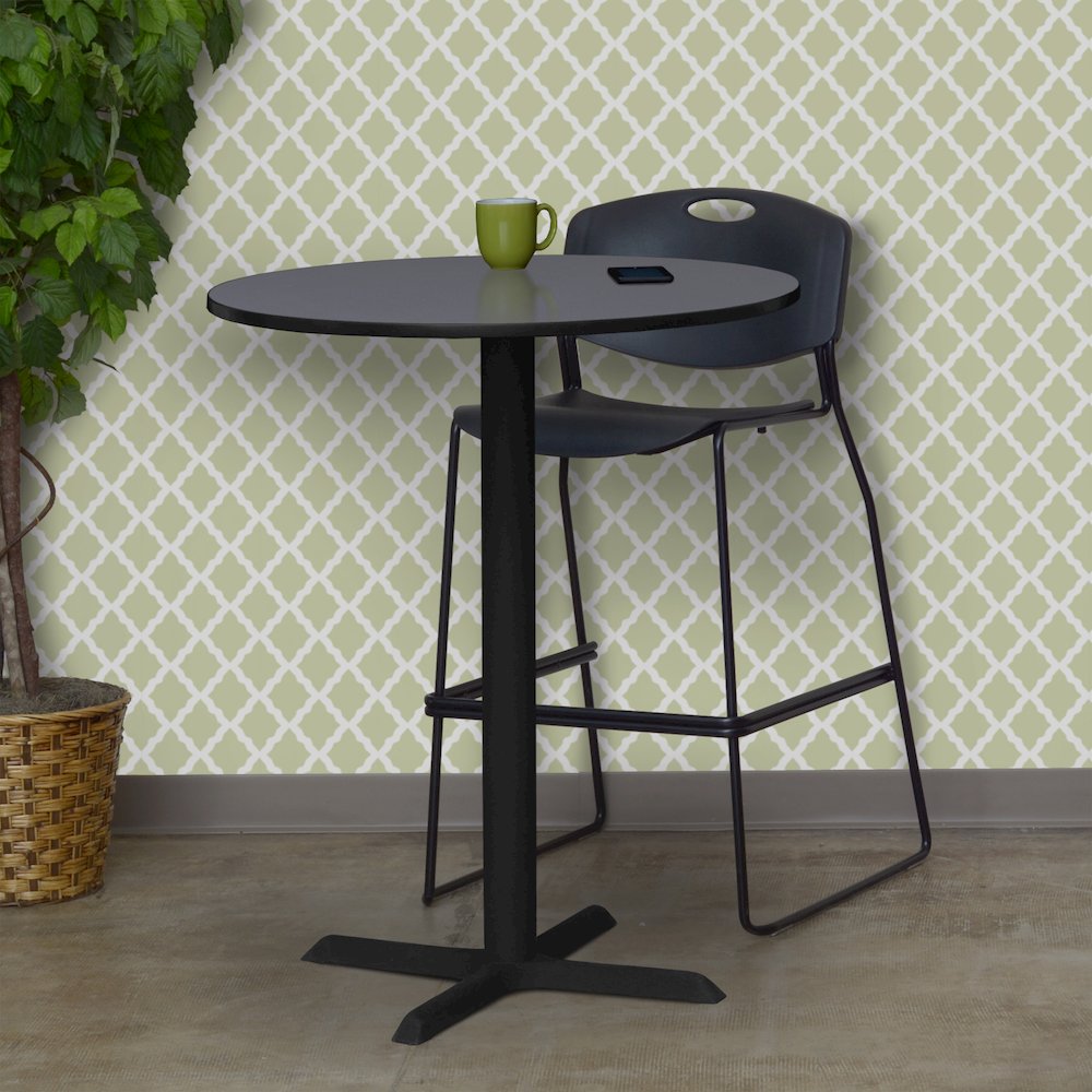 Small 30 in. Round X-Base Cafe Table- Grey. Picture 4