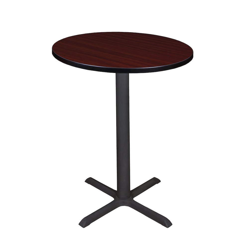 Small 30 in. Round X-Base Cafe Table- Mahogany. Picture 1