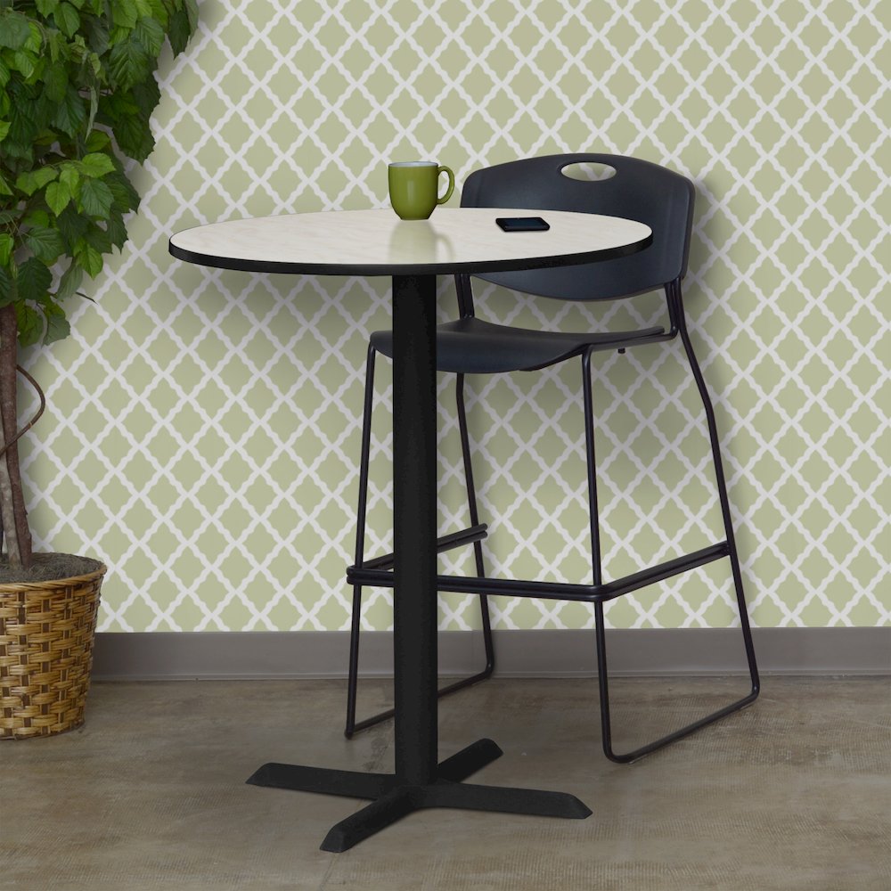 Small 30 in. Round X-Base Cafe Table- Maple. Picture 4