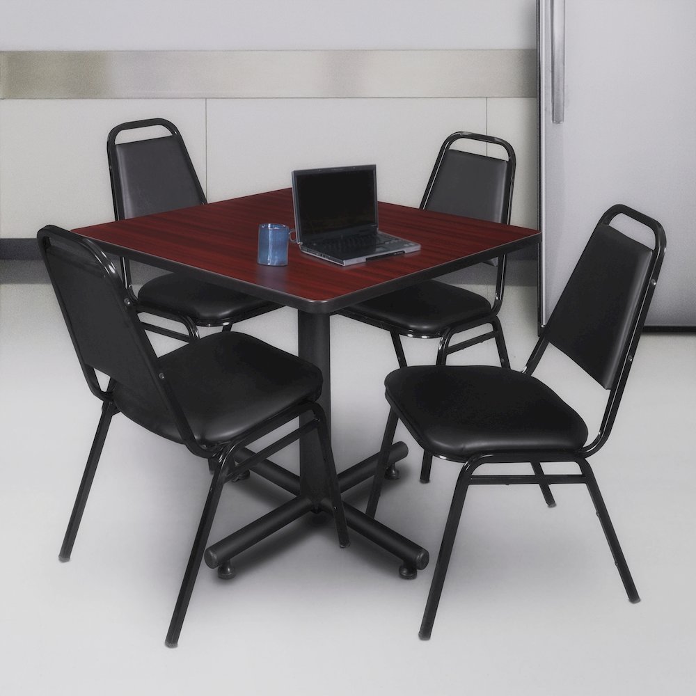 42 in. Square X-Base Breakroom Table- Mahogany. Picture 5