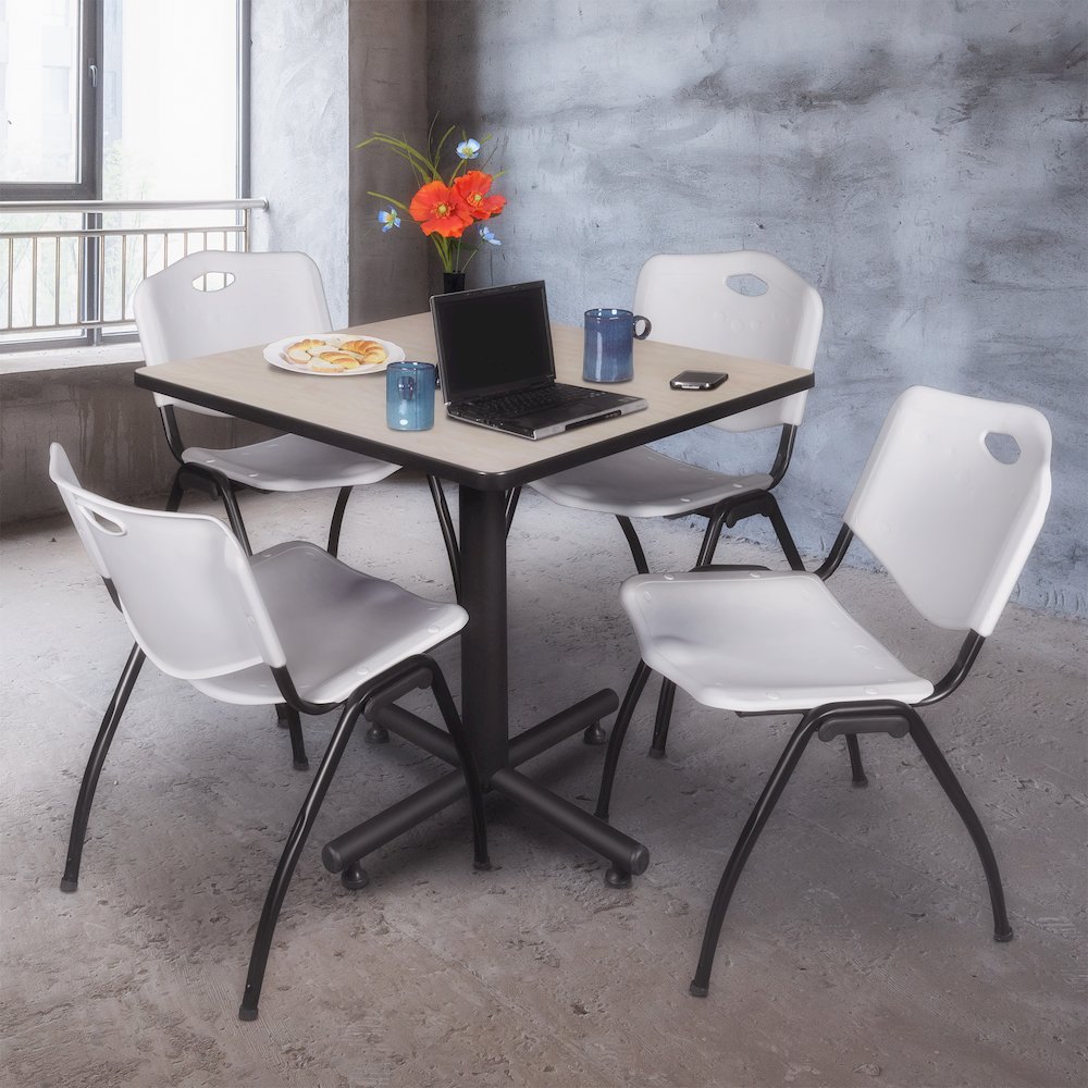 42 in. Square X-Base Breakroom Table- Maple, 4 M Stack Chairs- Grey. Picture 9