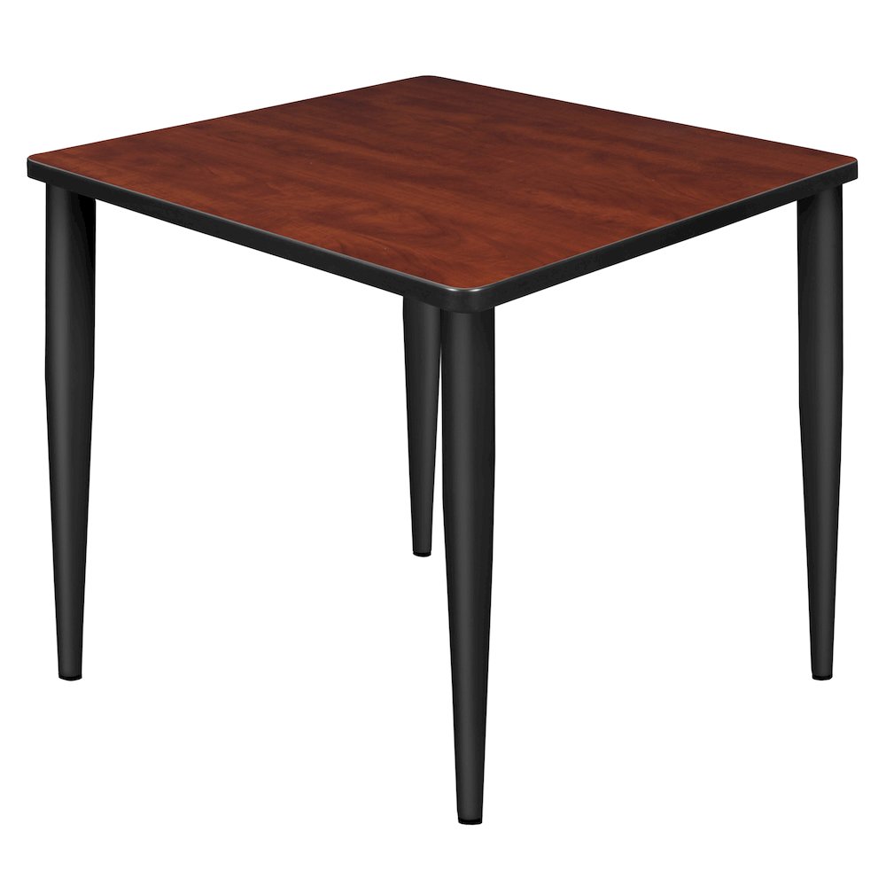 30 in. Square Breakroom Table- Cherry Top, Black Tapered Legs. Picture 1