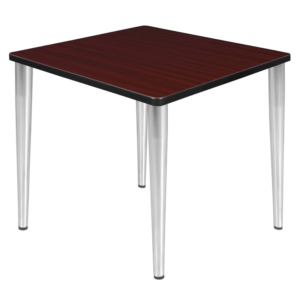 30 in. Square Breakroom Table- Mahogany Top, Chrome Tapered Legs. Picture 1