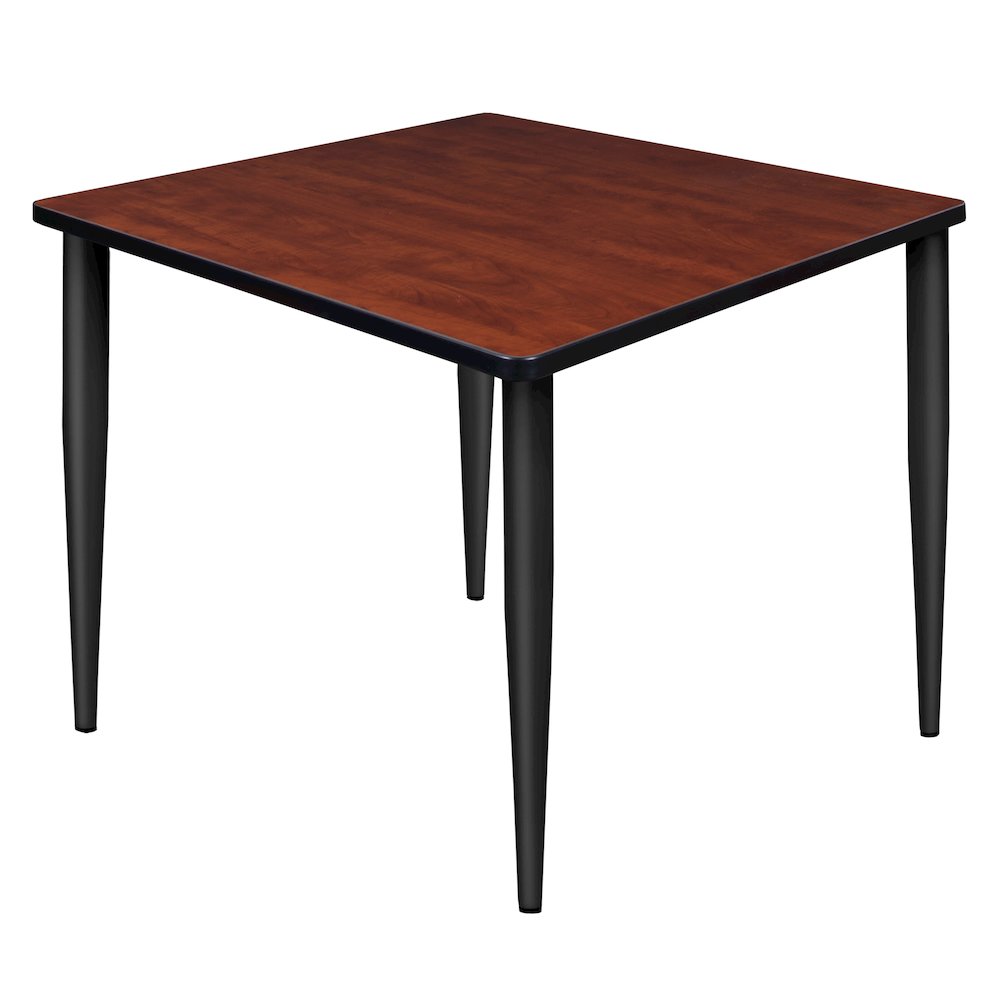 36 in. Square Breakroom Table- Cherry Top, Black Tapered Legs. Picture 1