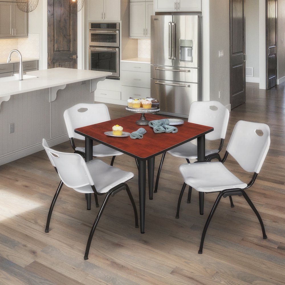 36 in. Square Breakroom Table- Cherry Top, Black Tapered Legs. Picture 4